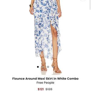 Free People Maxi skirt floral fall style flowy ruffle boho Y2K size‎ 12